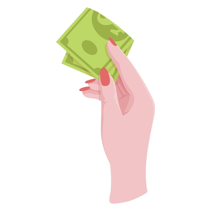 Vector manos con dinero contar dar dar recibir apretar y mostrar dinero pago de bienes operaciones bancarias de caridad con efectivo ilustración vectorial