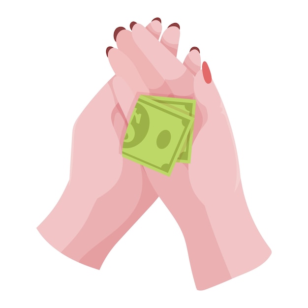 Manos con dinero Contar dar dar recibir apretar y mostrar dinero Pago de bienes Operaciones bancarias de caridad con efectivo Ilustración vectorial