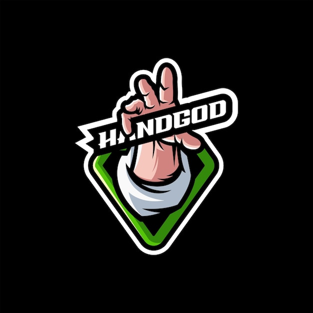 Manos dios esport logo con vector