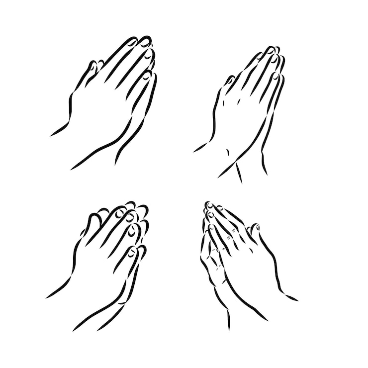Vector manos dobladas en una oración a dios manos dobladas en vector de oración