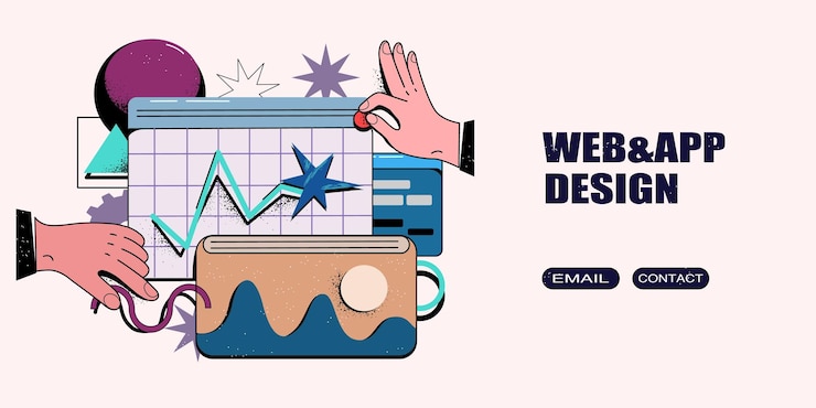 Vector las manos están trabajando en el diseño y la programación de sitios web o aplicaciones