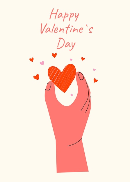 Manos femeninas sosteniendo el corazón Aniversario de cumpleaños Tarjeta de San Valentín