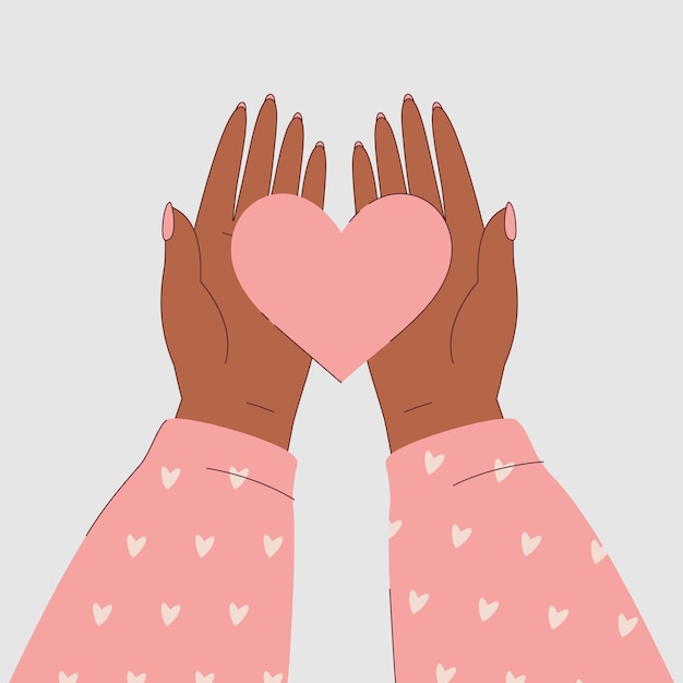 Vector manos femeninas sosteniendo un corazón