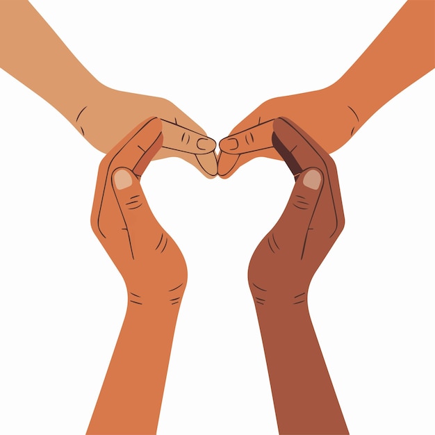 Manos en forma de corazón símbolo de amor y unidad