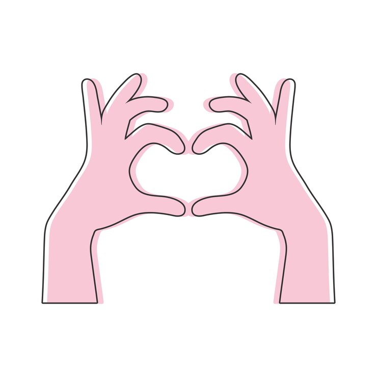 Vector manos haciendo icono de línea de corazón gesto de forma de corazón ilustración vectorial