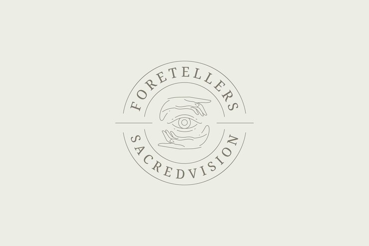 Vector manos humanas elegantes esotéricas ojo que todo lo ve visión óptica cuidado de la belleza círculo línea arte logotipo vector