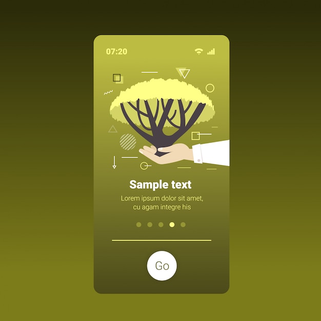 Manos humanas sosteniendo el árbol de acacia día de la tierra guardar planeta orar por australia ecología medio ambiente concepto smartphone pantalla aplicación móvil