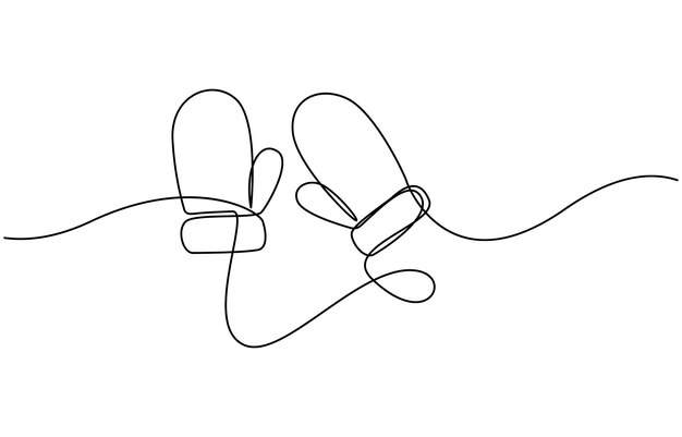 Manos de invierno con un dibujo de línea Manos de Navidad con un dibujos de línea con un contorno de línea