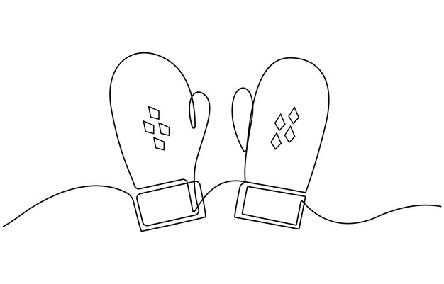 Manos de invierno con un dibujo de línea Manos de Navidad con un dibujos de línea con un contorno de línea