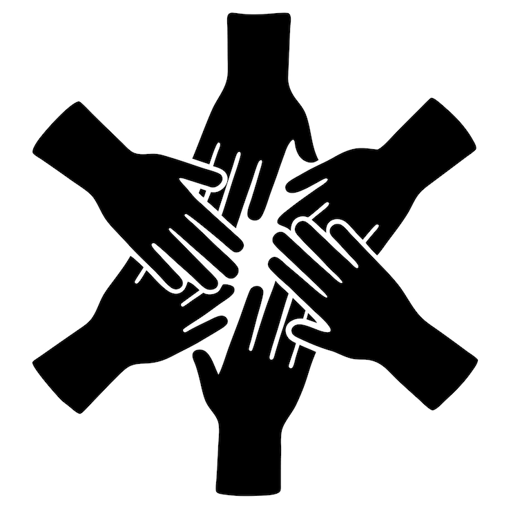 Vector manos juntas unidad y solidaridad iconos ilustración vectorial