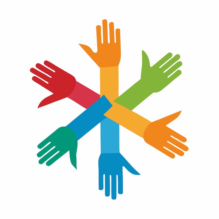 Vector manos juntas unidad y solidaridad iconos ilustración vectorial
