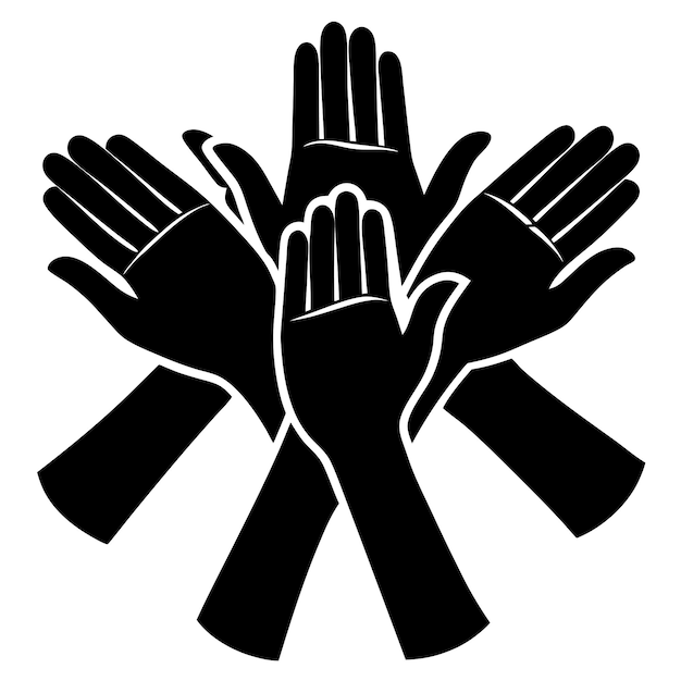 Manos juntas Unidad y solidaridad Iconos Ilustración vectorial