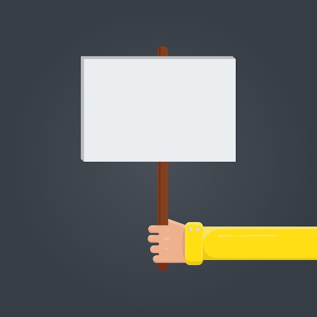Manos con letrero en blanco para cartel de protesta o cartel y tablero de anuncios de protesta Ilustración de dibujos animados