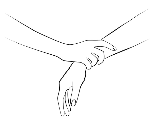 Manos en línea Tomados de la mano Dos manos
