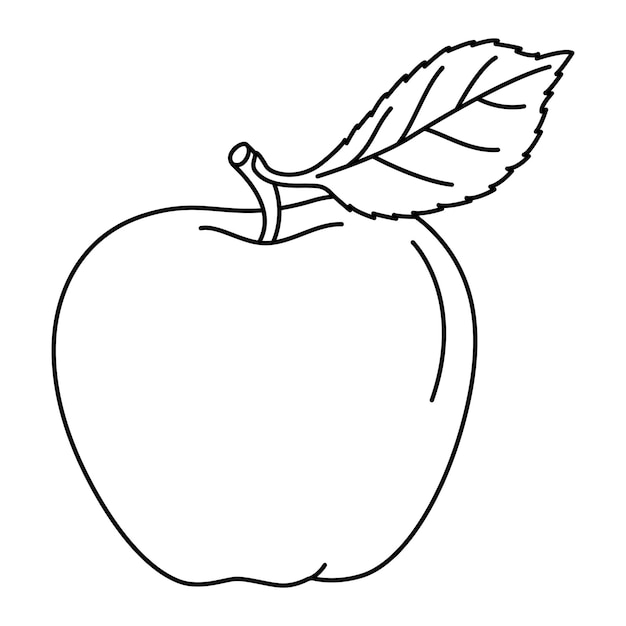 Manos de manzana con un libro de colorear de frutas dibujado a mano