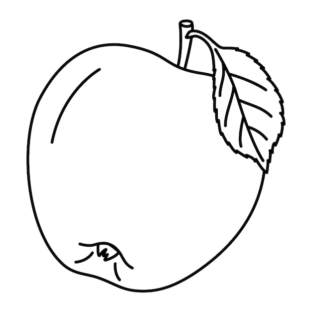Manos de manzana con un libro de colorear de frutas dibujado a mano