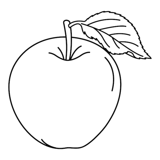 Manos de manzana con un libro de colorear de frutas dibujado a mano