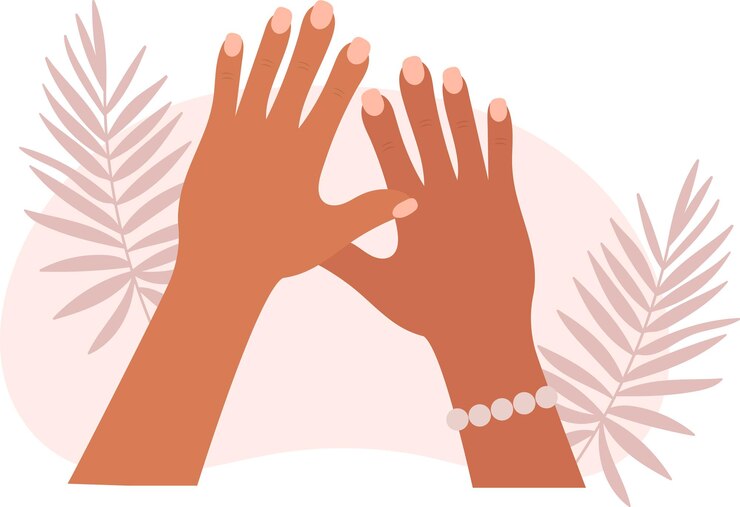Vector manos de mujer adhesivo floral