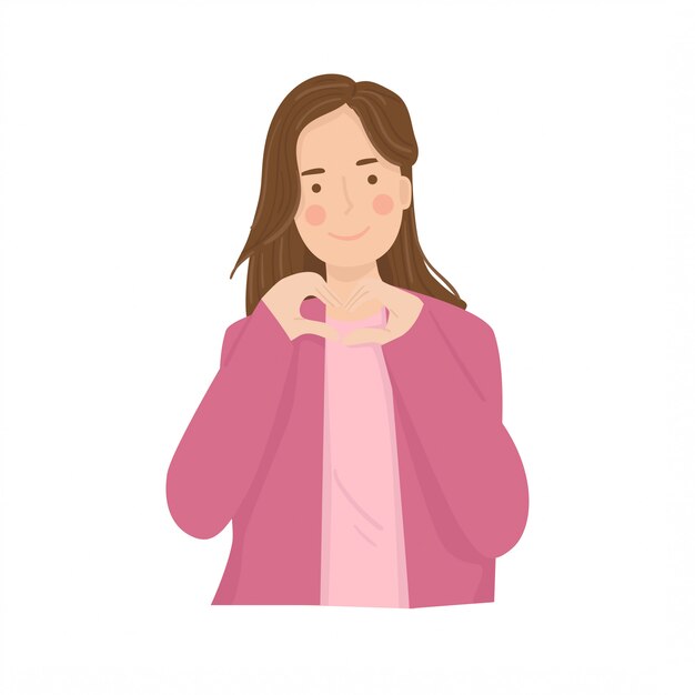 Manos de mujer haciendo una ilustración en forma de corazón