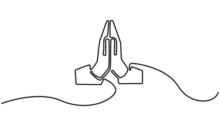 Vector manos de oración continua una línea dibujando islámica tradicional oración gesto línea arte
