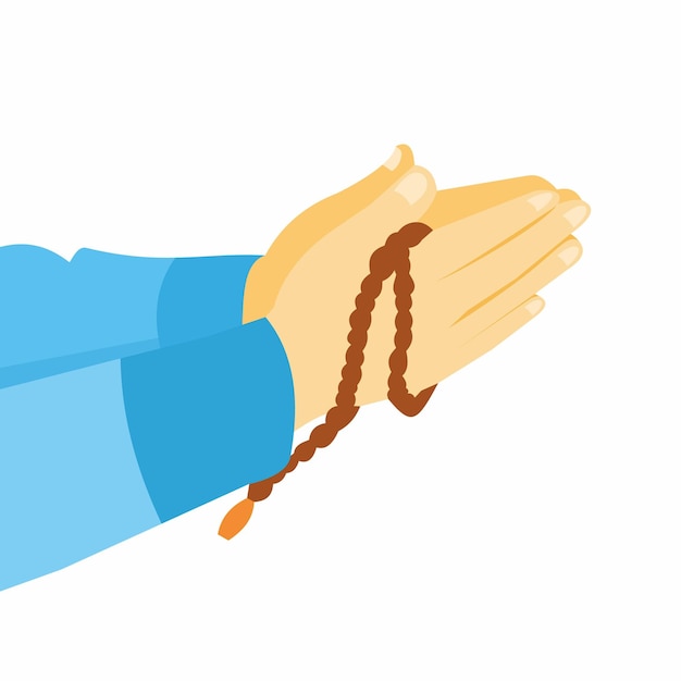 Manos de oración con cuentas de rosario