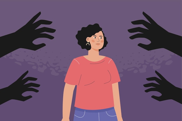Manos oscuras llegando a una mujer embarazada
