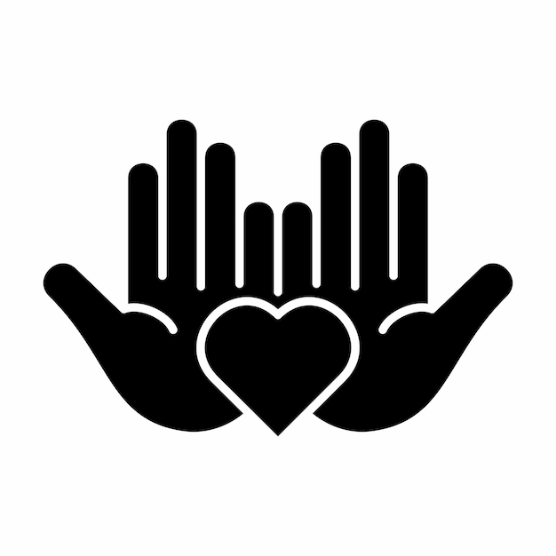 Manos Palma Amor negro Icono Botón Logo Comunidad Diseño