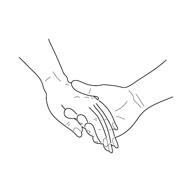 Manos de pareja dibujadas a mano vector en estilo boceto