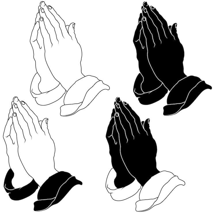 Vector las manos del pastor en posición de oración