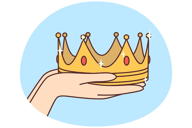 Manos de persona sosteniendo corona de oro