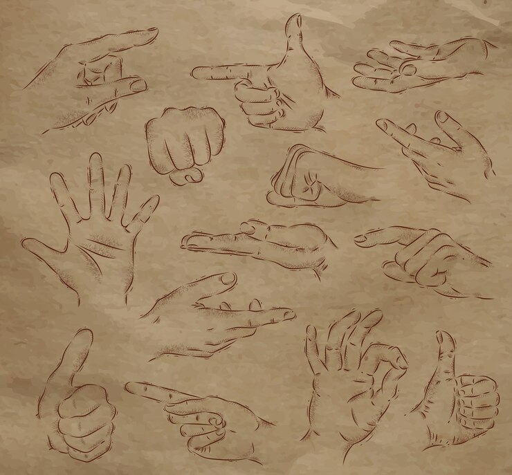 Vector manos pintadas kraft