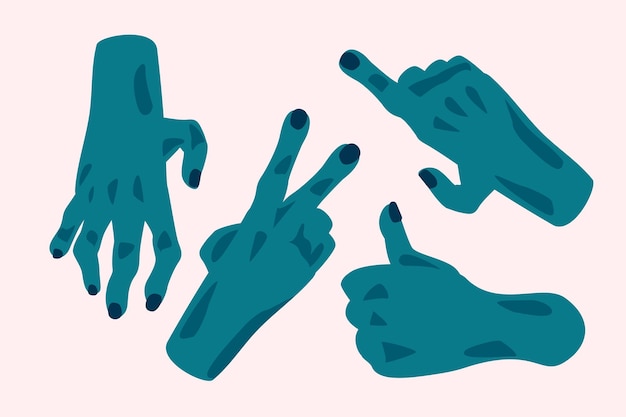 Las manos planas de zombies Ilustración de vacaciones de Halloween Gráficos vectoriales para las redes sociales Las manos plantas