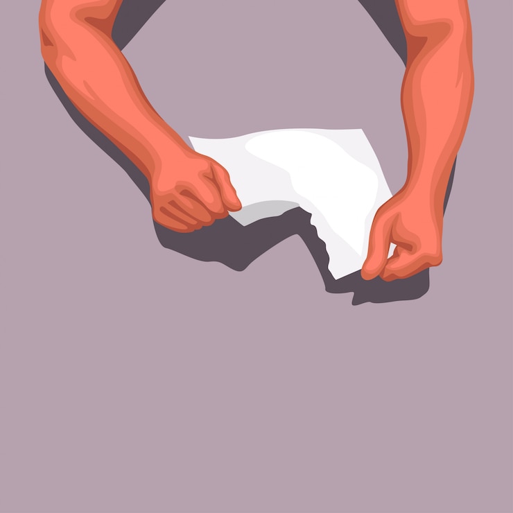 Vector manos rasgando papel