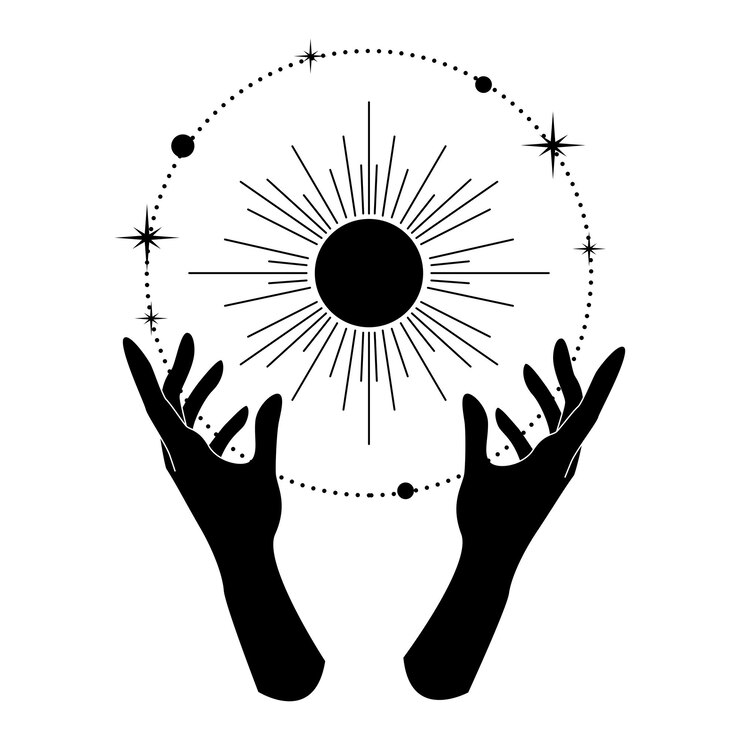 Vector manos con sol