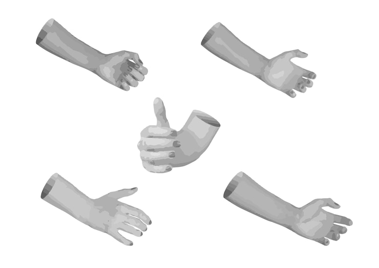 Vector manos sosteniendo algo espacio para el producto que presenta publicidad aislada en fondo blanco
