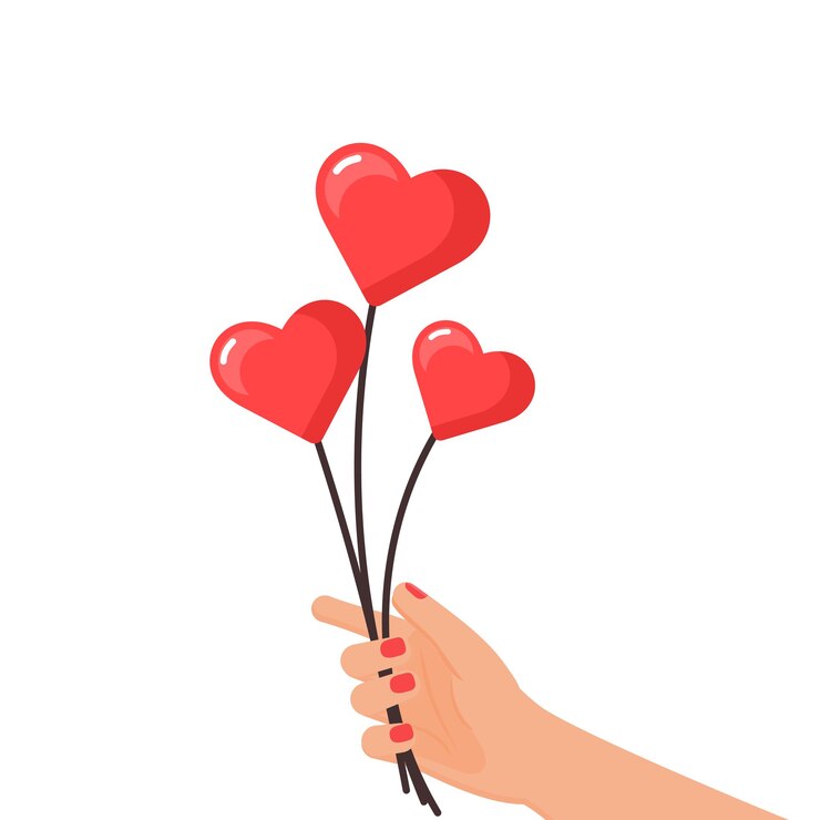 Vector manos sosteniendo burbujas en forma de corazón. san valentín celebrando el concepto. ilustración de vector festivo.