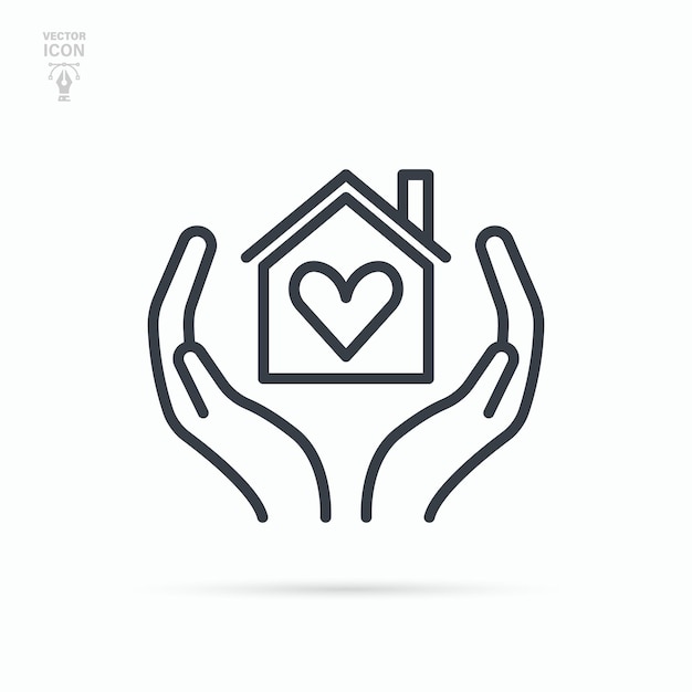 Manos sosteniendo la casa Concepto de donación de caridad de apoyo social