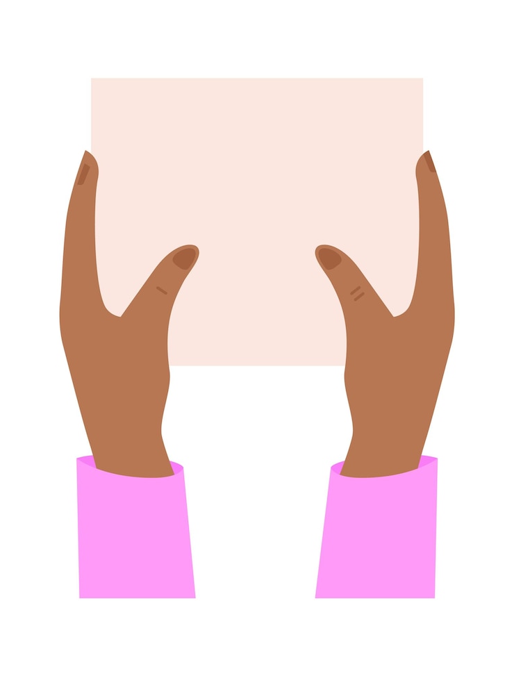 Vector manos sosteniendo una pancarta en blanco ilustración vectorial