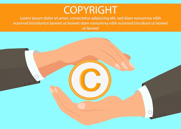 Manos sosteniendo el símbolo de copyright Web Banner