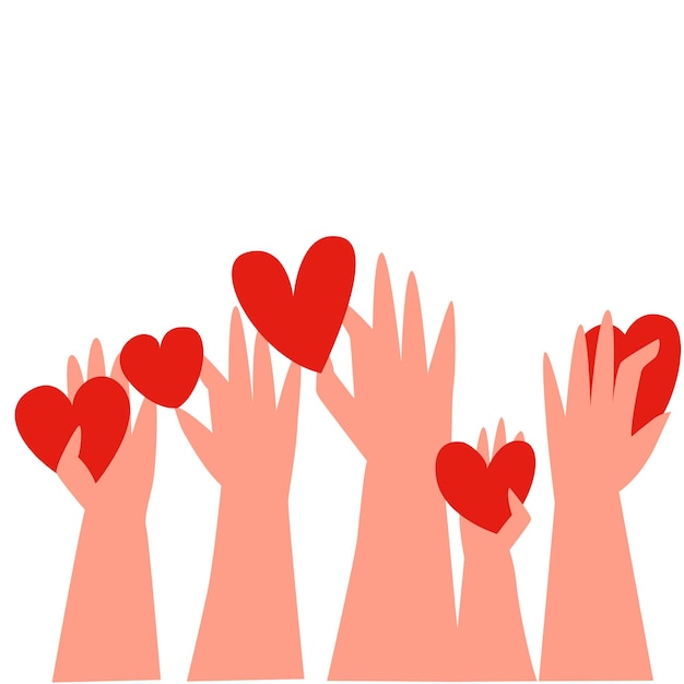Manos sosteniendo el símbolo del corazón La gente da corazones y amor Concepto de caridad y donación