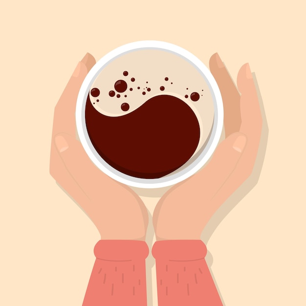 Vector manos sosteniendo una taza de café ilustración