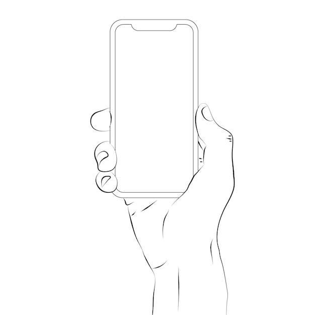 Manos sosteniendo un teléfono inteligente con pantalla en blanco y diseño moderno sin marco