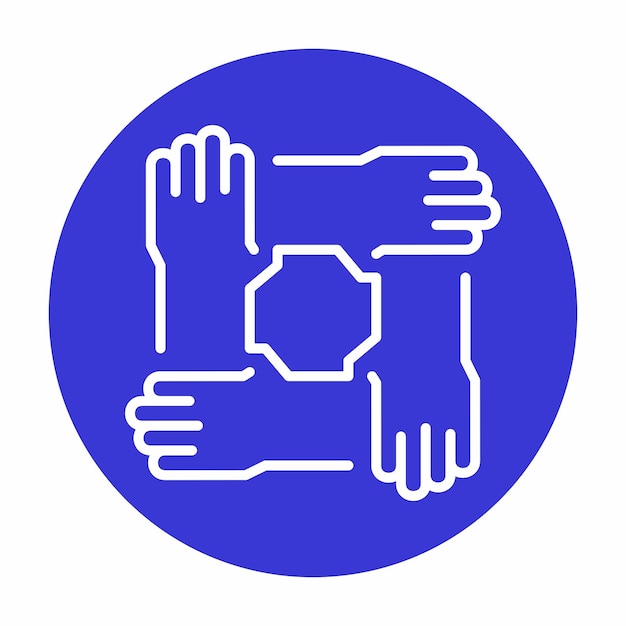 Manos Trabajo Equipo Icono Logo Comunidad Púrpura Círculo Blanco Contorno Diseño