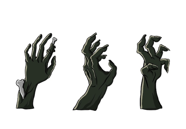 Vector manos de zombies que sobresalen del suelo. para decoración de fiesta de halloween. ilustración vectorial