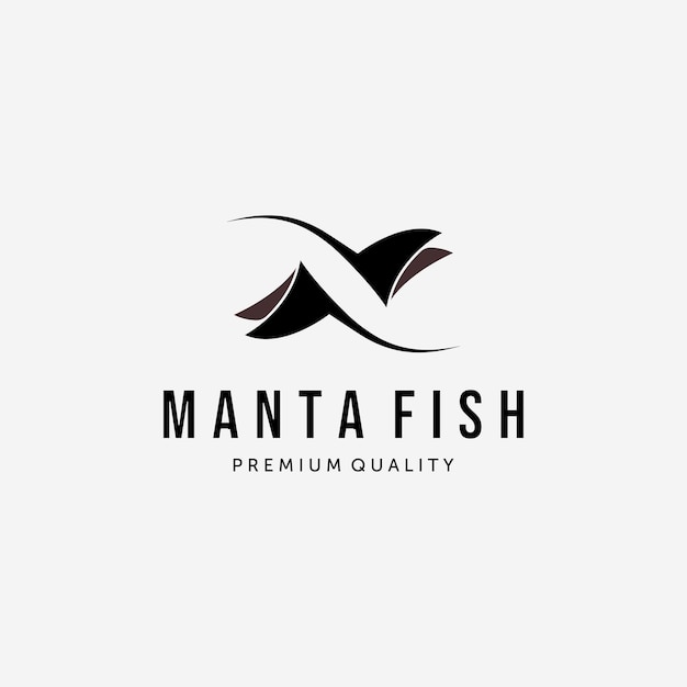 Manta Fish o Stingray Logo Diseño vectorial vintage e ilustración del concepto de vida silvestre submarina