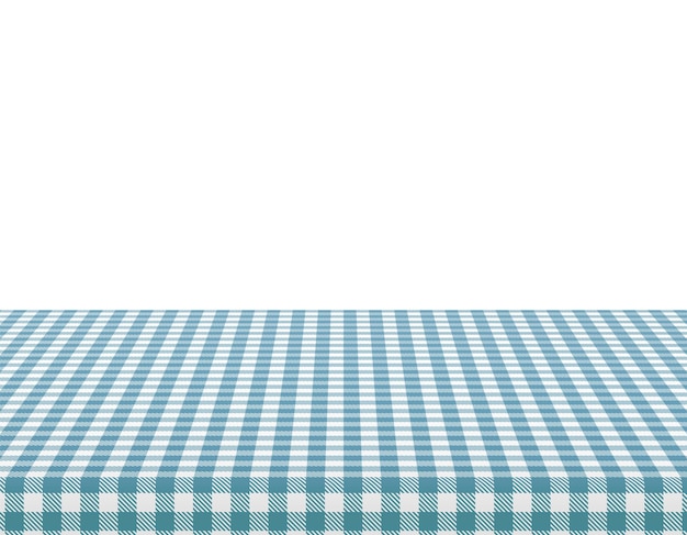 Mantel de picnic Textura de cuadrados de tela azul blanca retro Lienzo de escritorio o manta de patrón Superficie limpia con plantilla textil para anuncio restaurante café menú vector banner