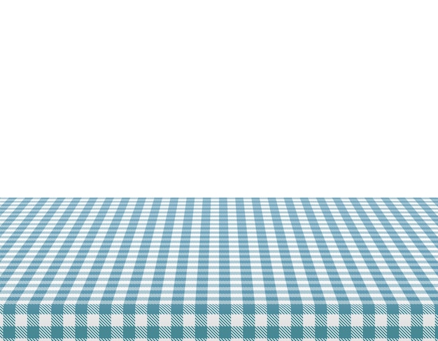 Mantel de picnic textura de cuadrados de tela azul blanca retro lienzo de escritorio o manta de patrón superficie limpia con plantilla textil para anuncio restaurante café menú vector banner