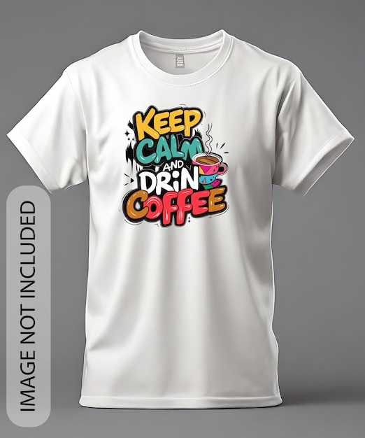 Vector mantén la calma y bebe café plantilla de diseño de camiseta