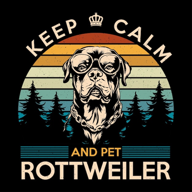 Mantén la calma y el perro Rottweiler camiseta de diseño vector