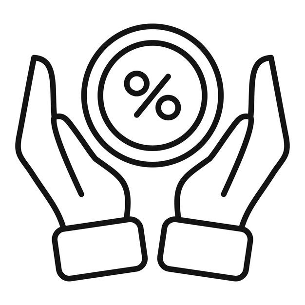Mantenga el cuidado porcentaje de venta icono contorno vector sistema de bonificación feliz